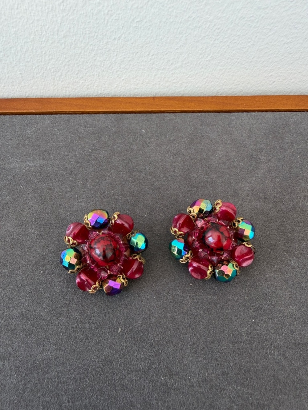 Vintage West Germany Beaded Cluster Earrings